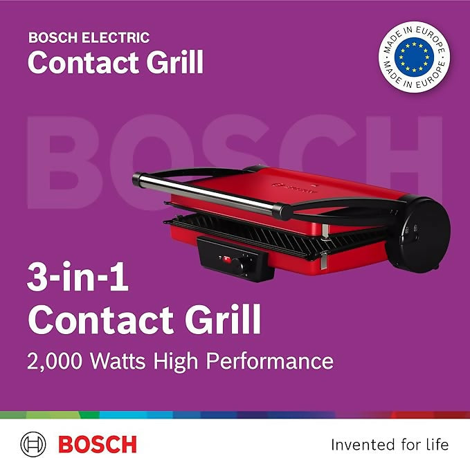 Bosch Contact Grill 2000W, TCG4104GB - Red
