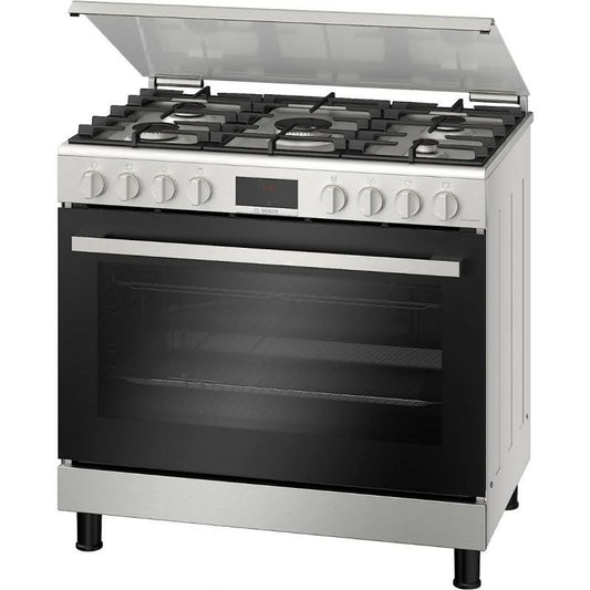 Bosch 5 Burners Floor Standing Gas Cooker, 90x60cm, HGW3ASQ50M - Stainless Steel