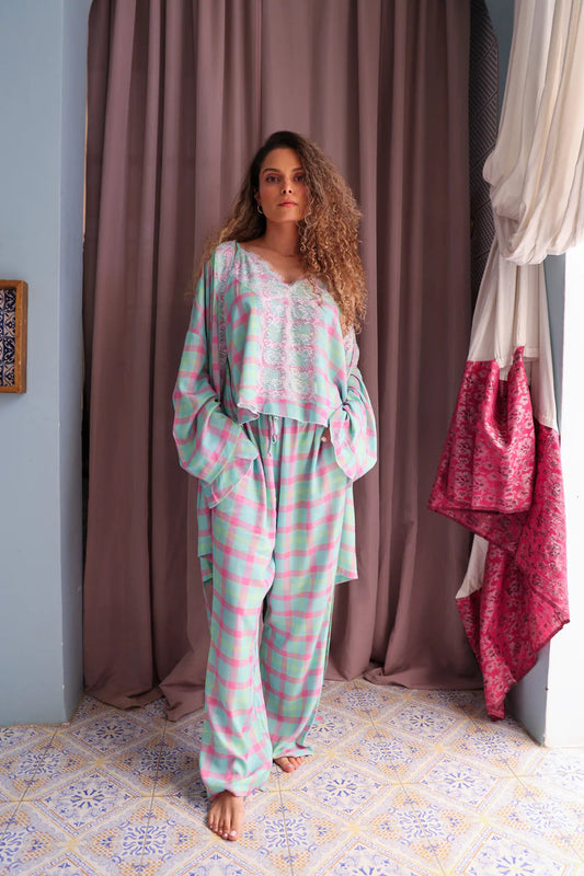 Lace & Check Duo Robe